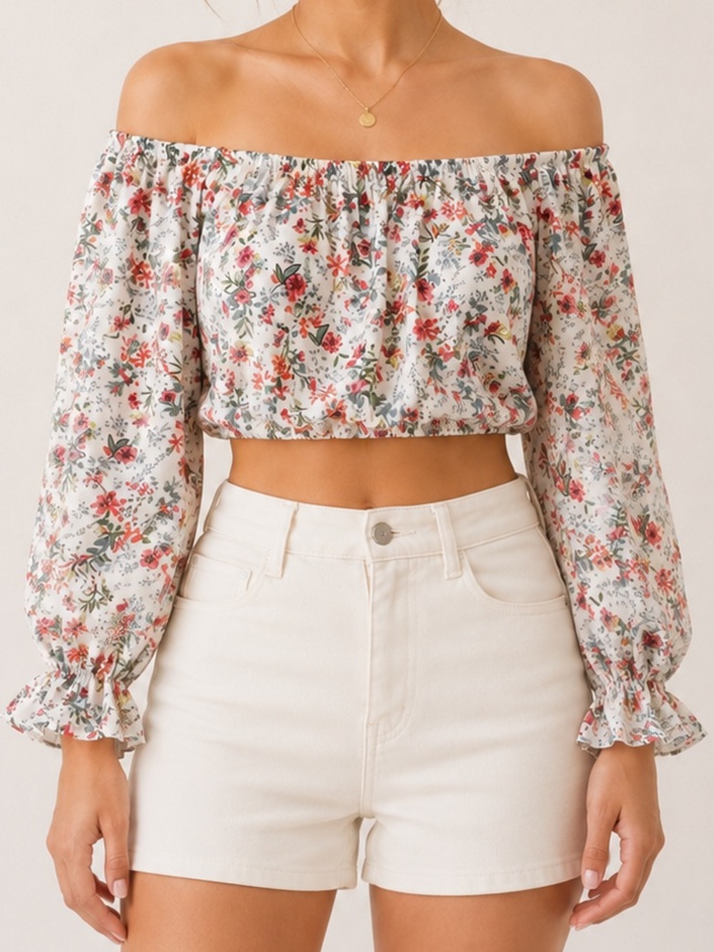 Alice + Olivia Deb Square-Neck Silk Blend Cropped Balloon Sleeve Blouse